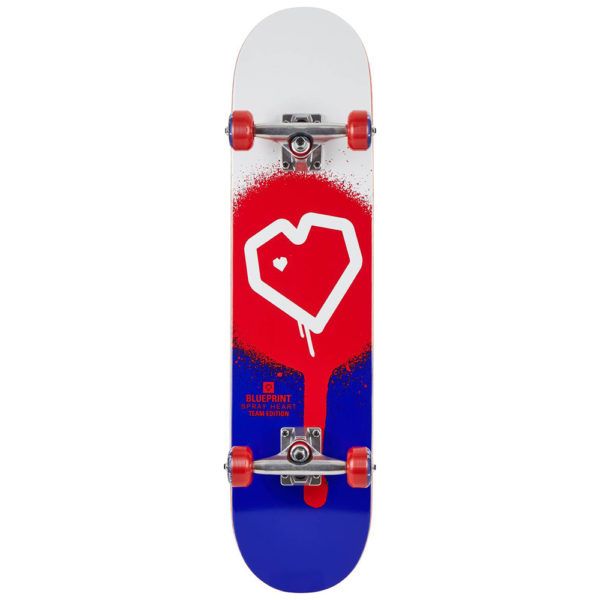 Monopatín Blueprint Skateboard, modelo Spray Heart V2 color red-blue 8