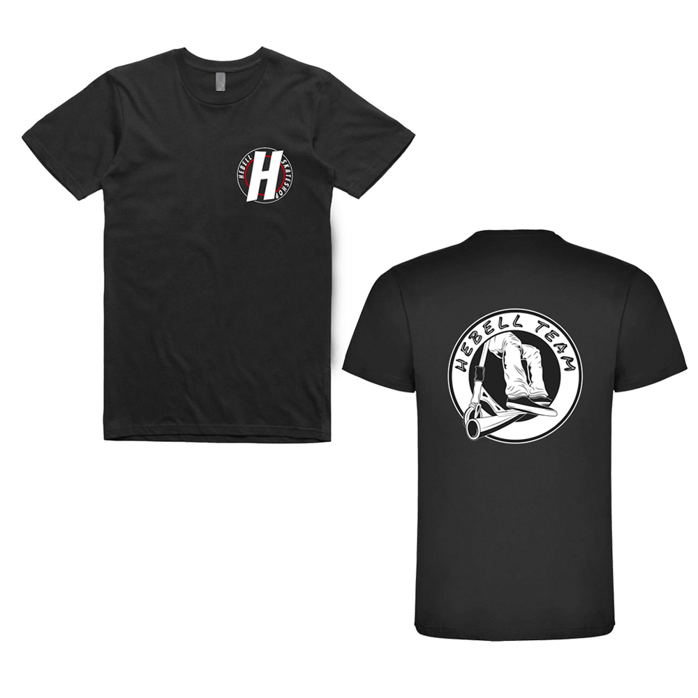 Camiseta negra logo Hebell círculo rojo